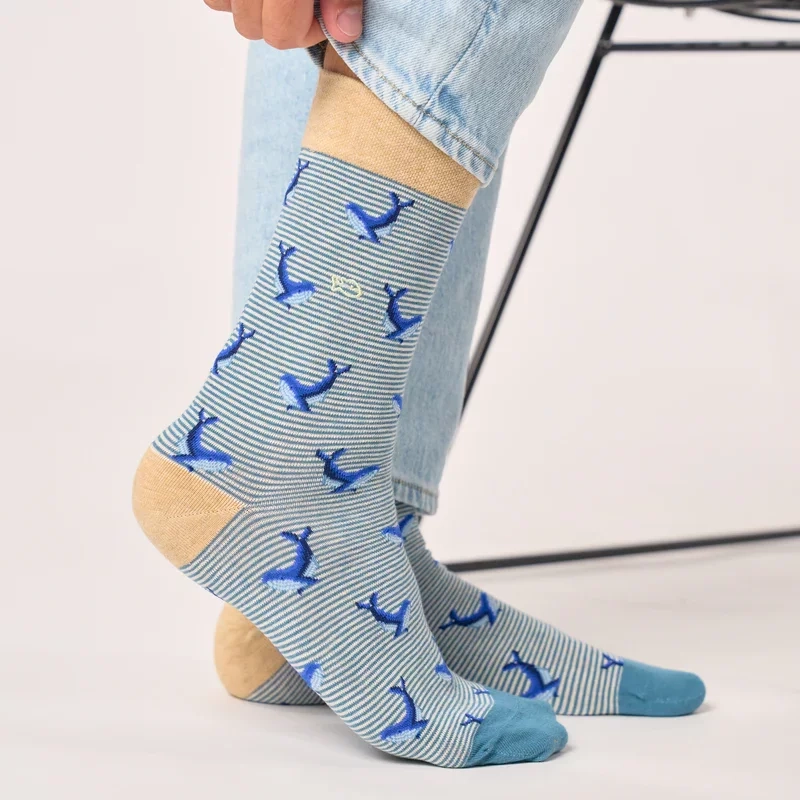 Chaussettes en coton peigné animaux - Baleine 41-46