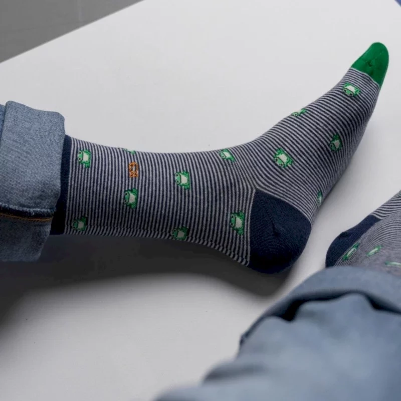 CHAUSSETTES EN COTON PEIGNÉ ANIMAUX - GRENOUILLE - TAILLE 41-46