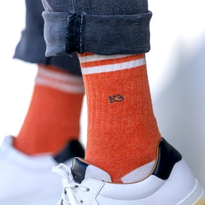 Chaussettes en coton peigné Retro - Orange Taille 41-46