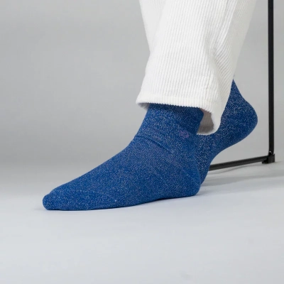 Chaussettes pailletées en coton peigné Unies - Bleu électrique Taille 37-40