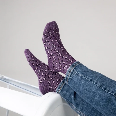 Chaussettes en coton peigné Léopard - Prune Taille 37-40