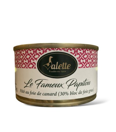 "Le Fameux Papitou" - Pâté au Foie de Canard (Noyau 30% de Bloc de Foie Gras) 130G