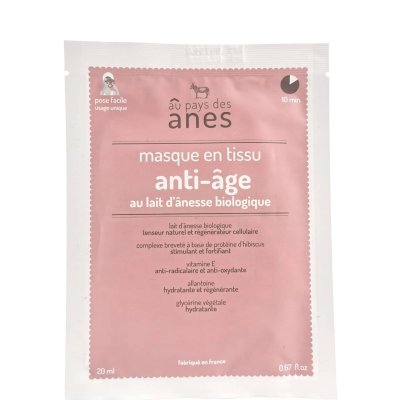 Masque Anti-âge en tissu au lait d'ânesse biologique