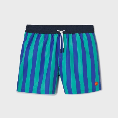 Short de bain en 100% polyester recyclé - bleu/vert