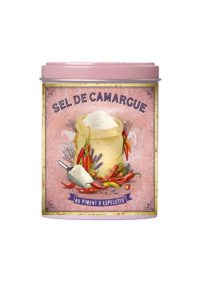 Boite verseuse – Sel de Camargue au Piment d’Espelette 120g